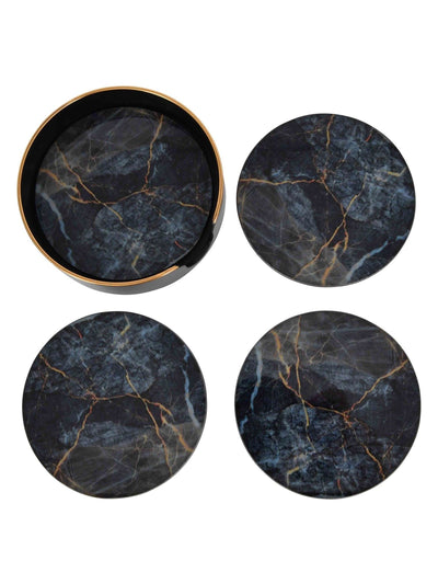 Libra Interiors Vesuvius Schwarz/Gold Untersetzer Set von 4
