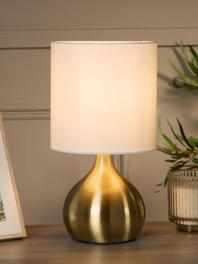 Searchlight Antique Brass Lucerne touch table lamp 29cm - British product