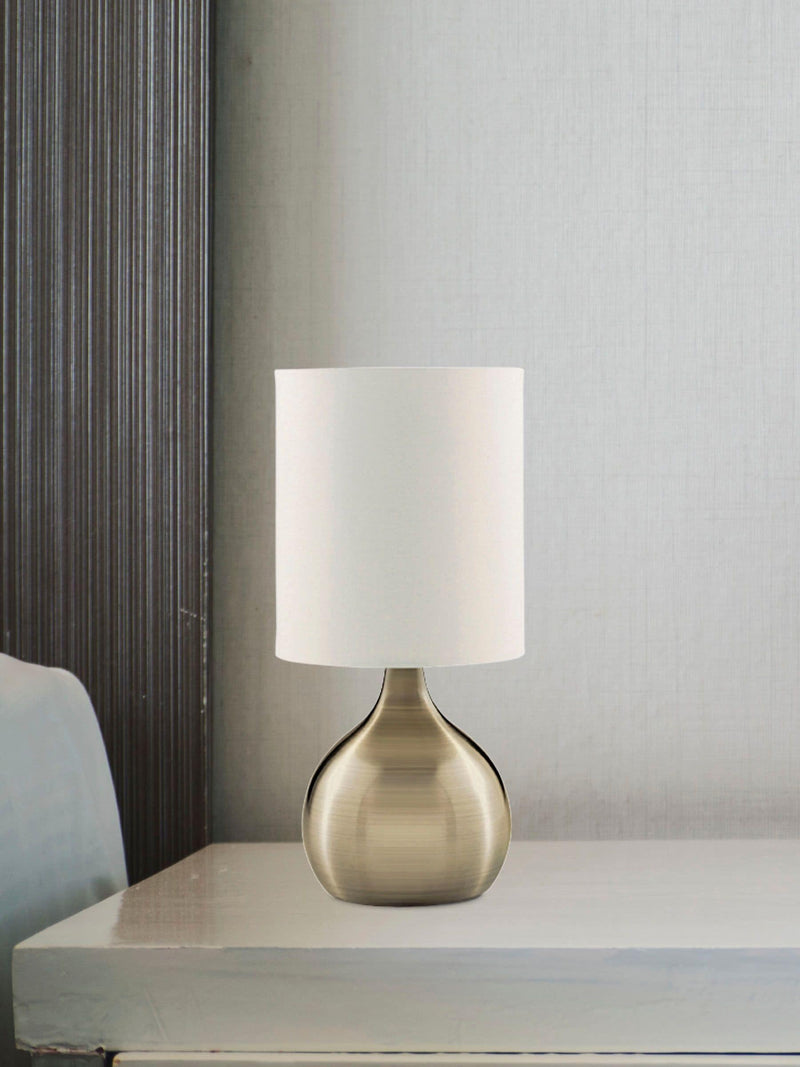 Searchlight Antique Brass Lucerne touch table lamp 29cm - British product
