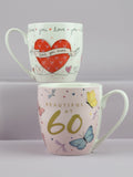 Belly Button Designs 60th with Love you Hearts - Tulip Shaped 2 Mug Set