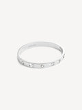 Hinged Bangle Bracelet with Crystal Stones and Sculpted Cut-Outs