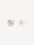 Freshwater Coin Pearl and Brass Stud Earrings