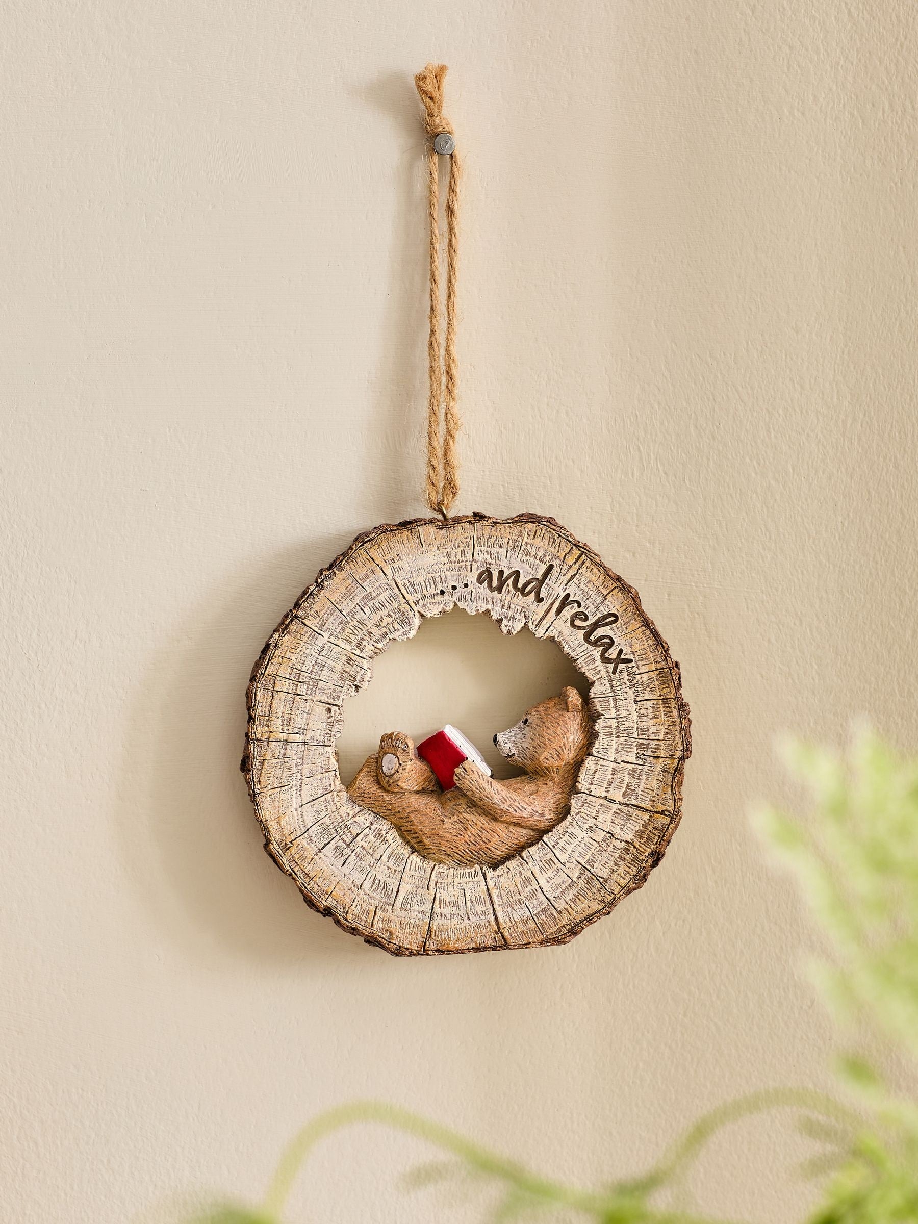 Bertie Bear Natural Reading Hanging Decoration, imported from the UK