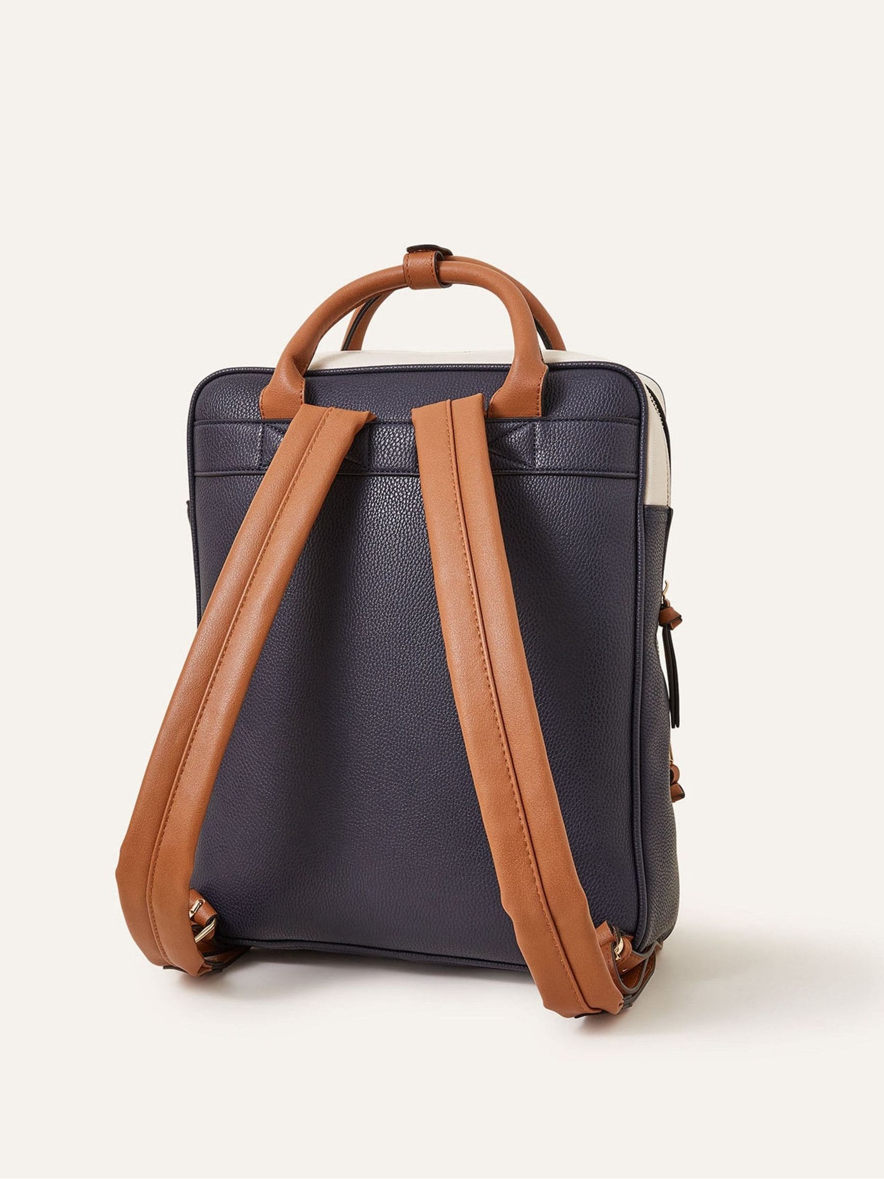 Accessorize blue faux leather top handle backpack - British product