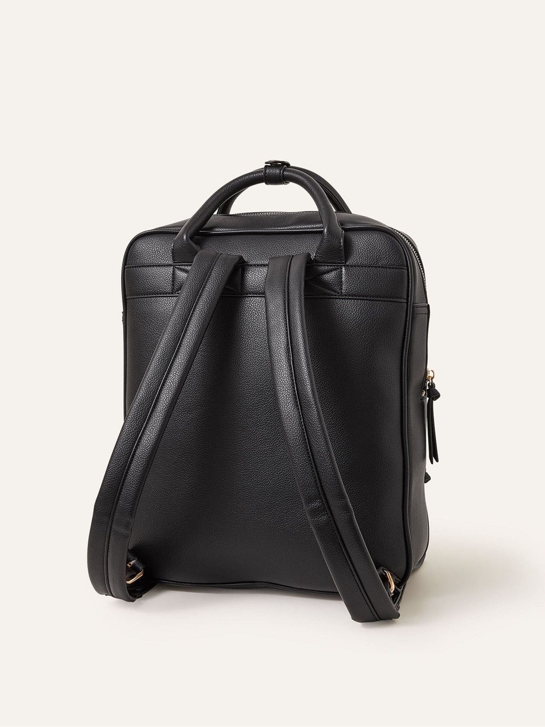 Accessorize black faux leather top handle backpack 35cm - British product