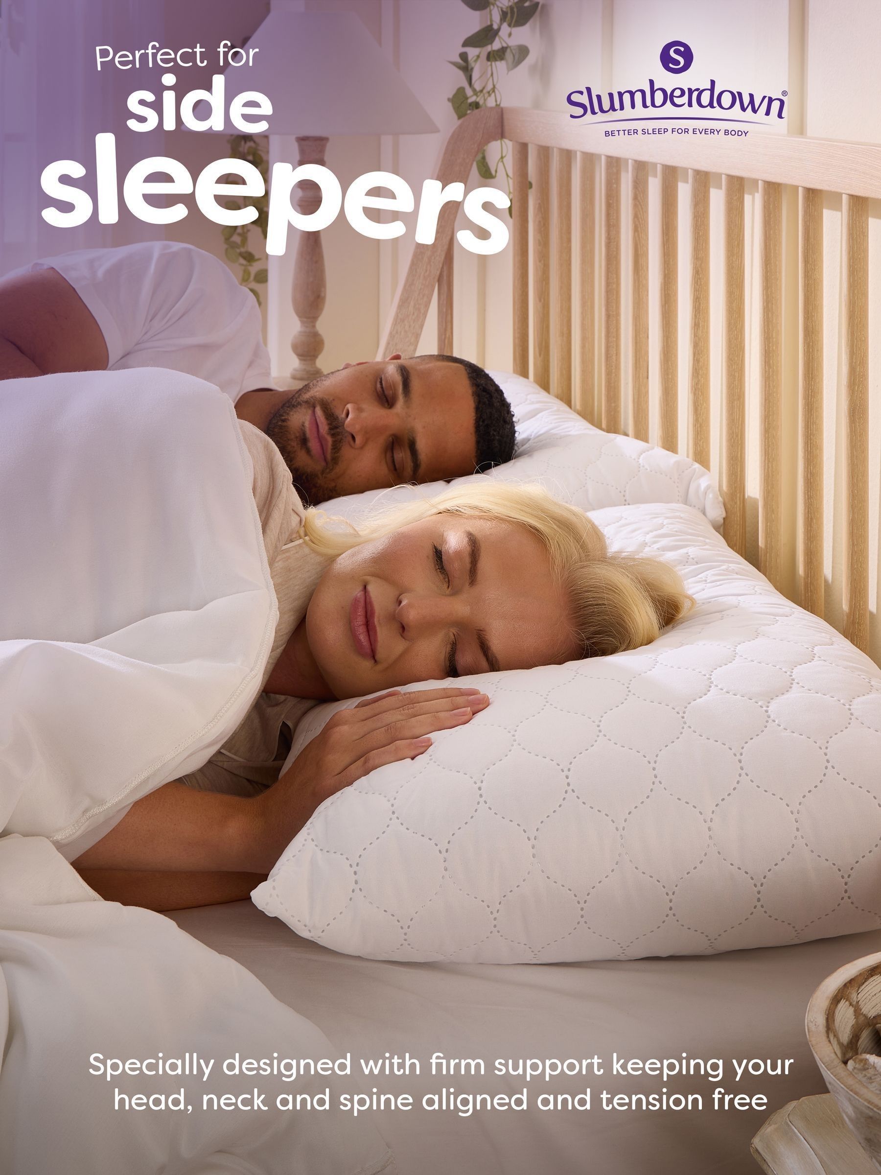 Slumberdown firm side sleeper rebound white pillows 2 pack (British brand)