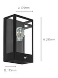 Eglo Alamonte black steel outdoor wall light, imported from the UK