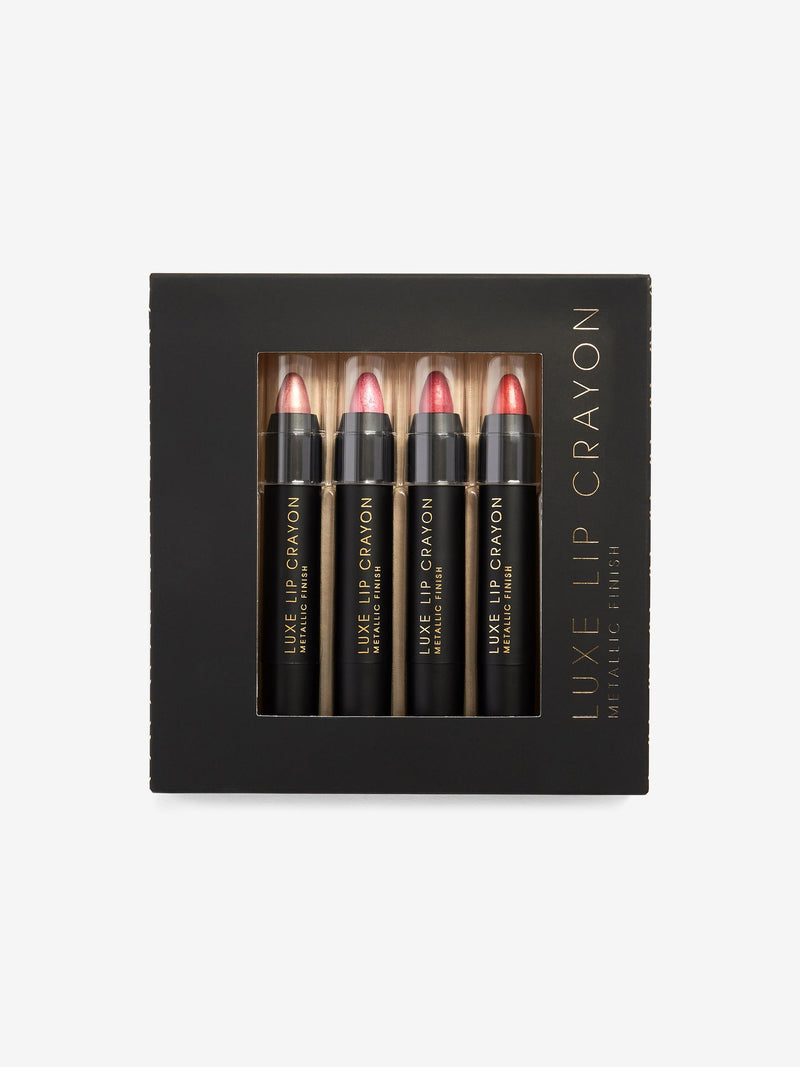 Luxe lip crayon set with four metallic shades (British brand)