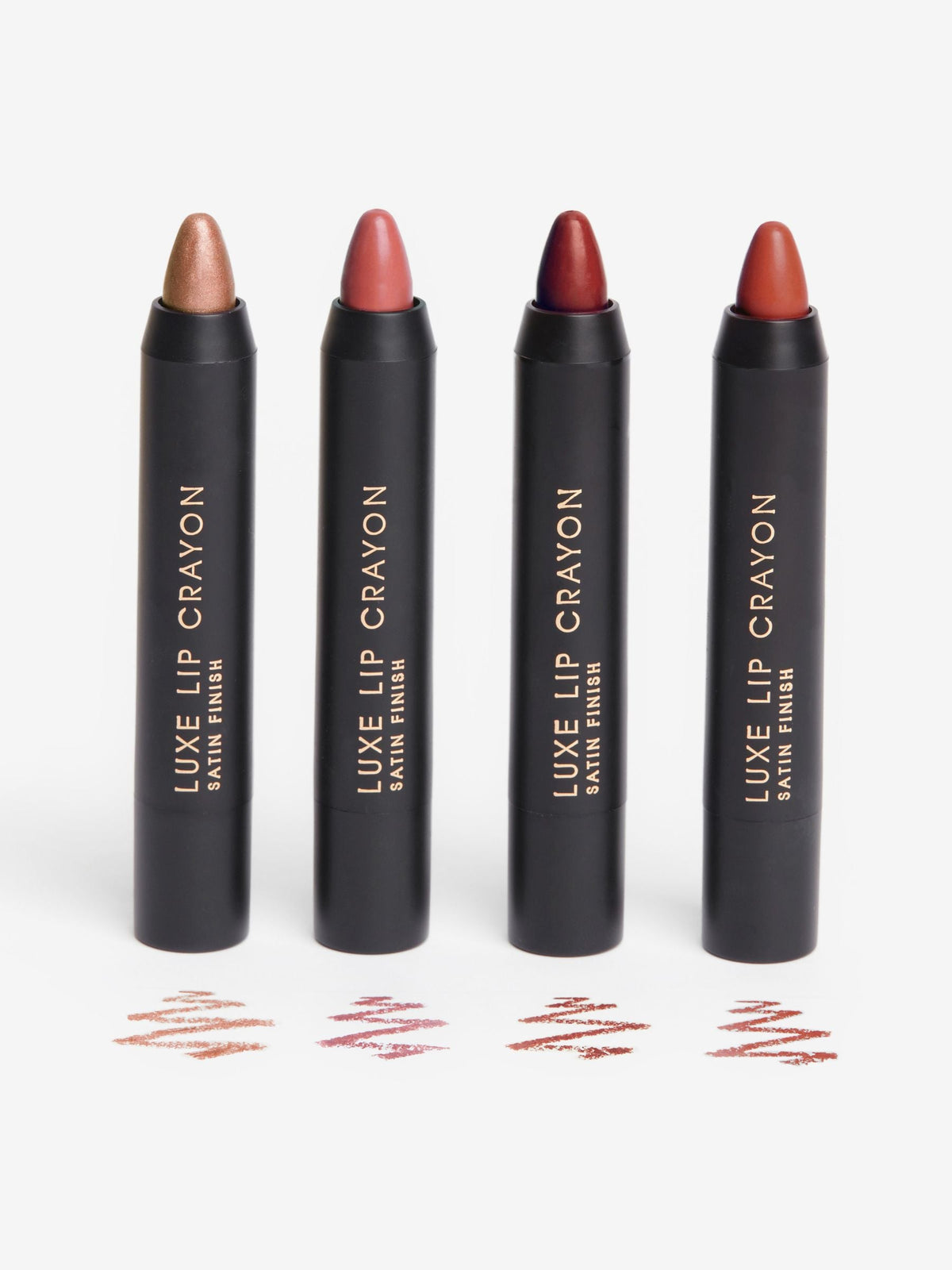 Luxe lip crayon set with four metallic shades (British brand)