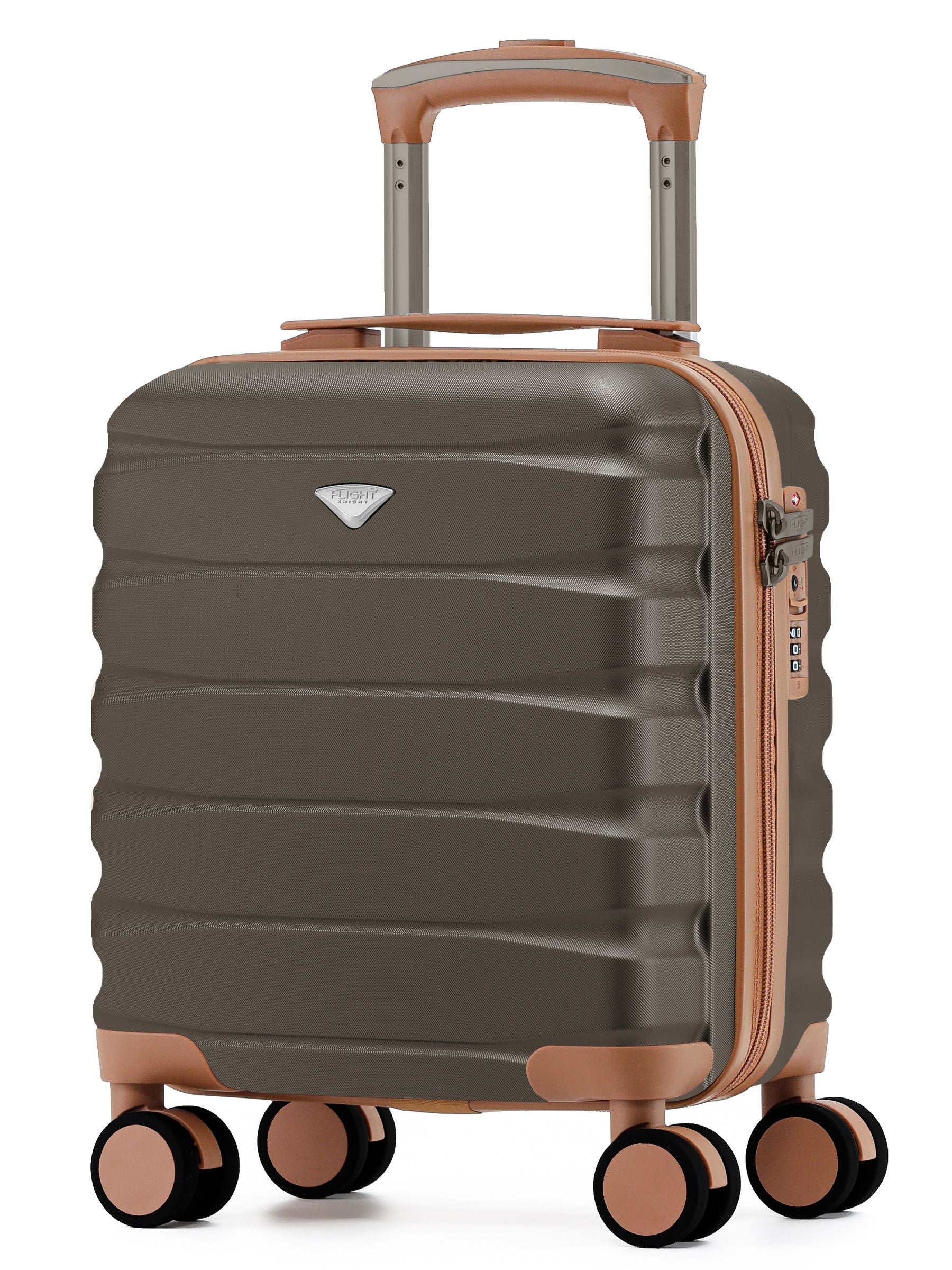 Flight Knight Brown Hand Luggage Maximum Size Approved for Ryanair & Wizz Free Carry On Underseat Cabin Bag