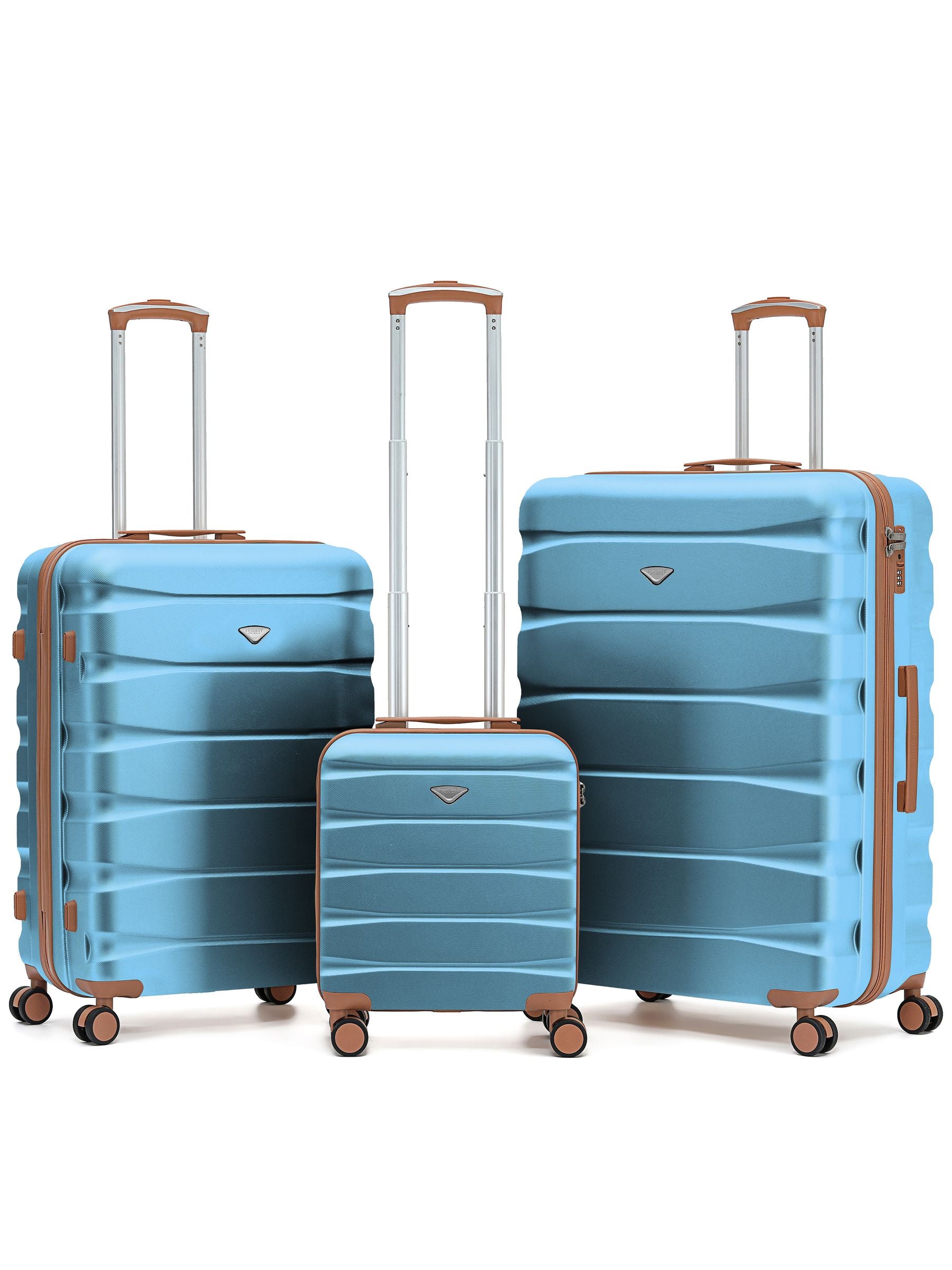 Flight Knight Pastel Cream 3-Piece Lightweight Luggage Set with Cabin Carry On (45x36x20cm)