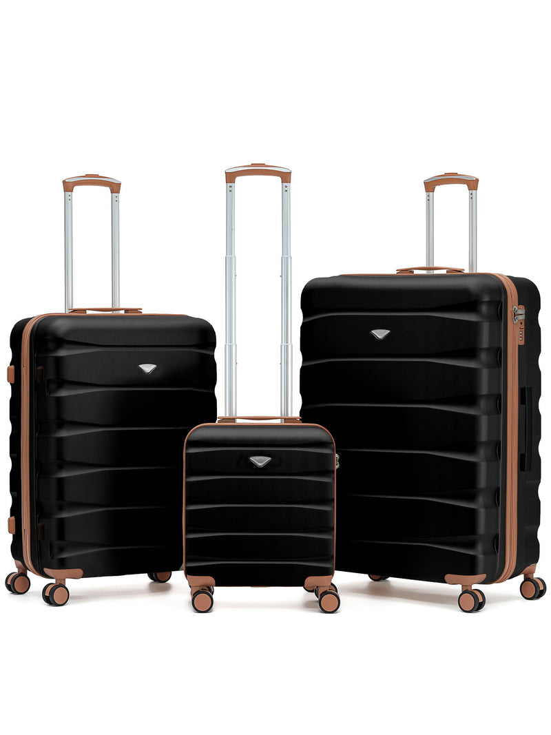 Flight Knight Pastel Cream 3-Piece Lightweight Luggage Set with Cabin Carry On (45x36x20cm)
