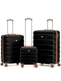 Flight Knight Pastel Cream 3-Piece Lightweight Luggage Set with Cabin Carry On (45x36x20cm)