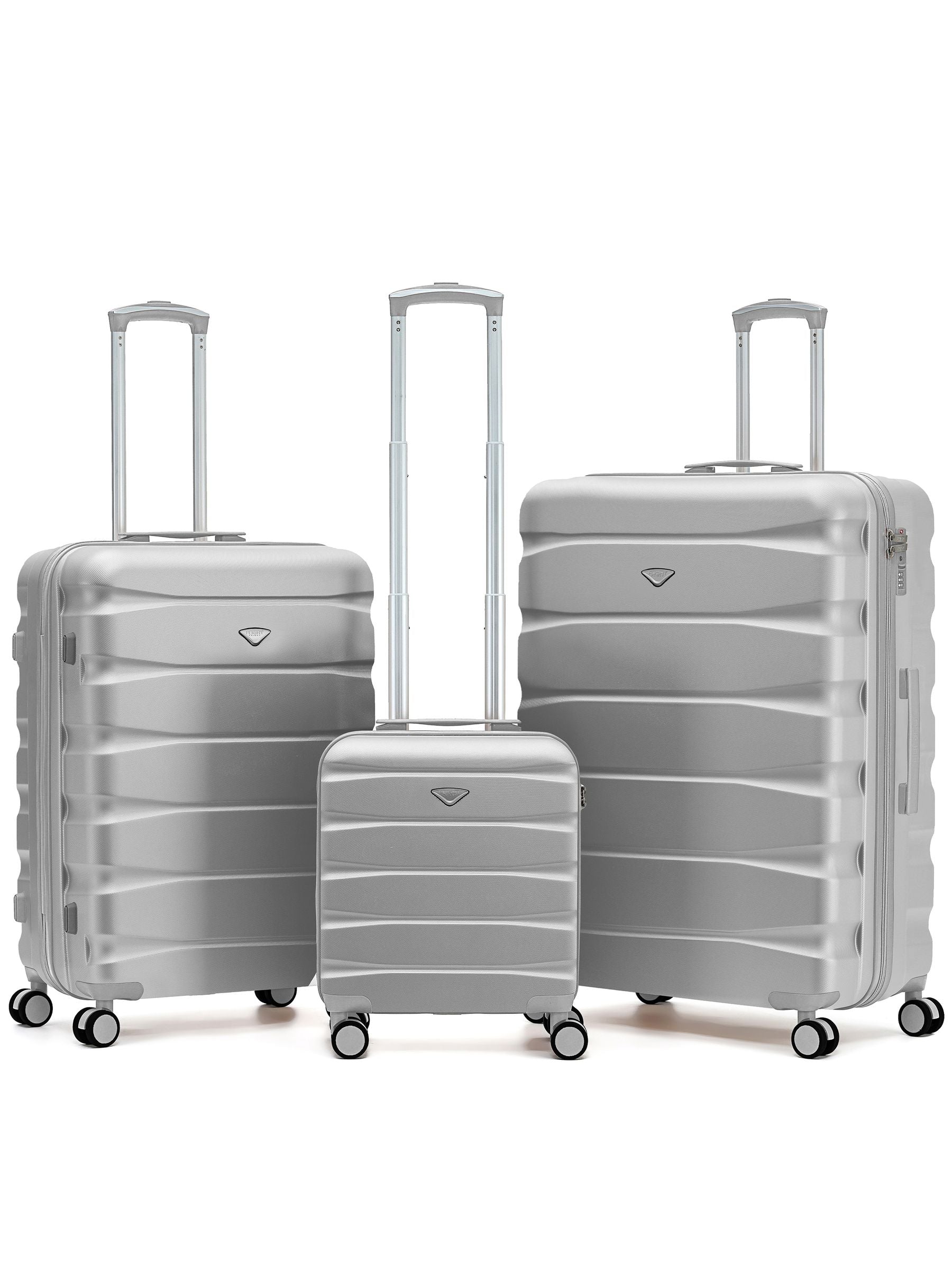 Flight Knight Pastel Cream 3-Piece Lightweight Luggage Set with Cabin Carry On (45x36x20cm)