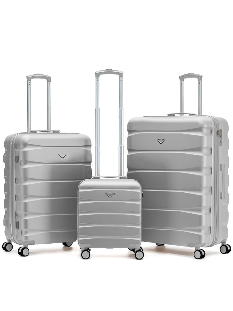 Flight Knight Pastel Cream 3-Piece Lightweight Luggage Set with Cabin Carry On (45x36x20cm)