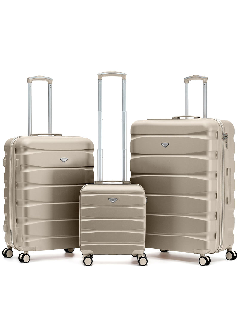 Flight Knight Pastel Cream 3-Piece Lightweight Luggage Set with Cabin Carry On (45x36x20cm)