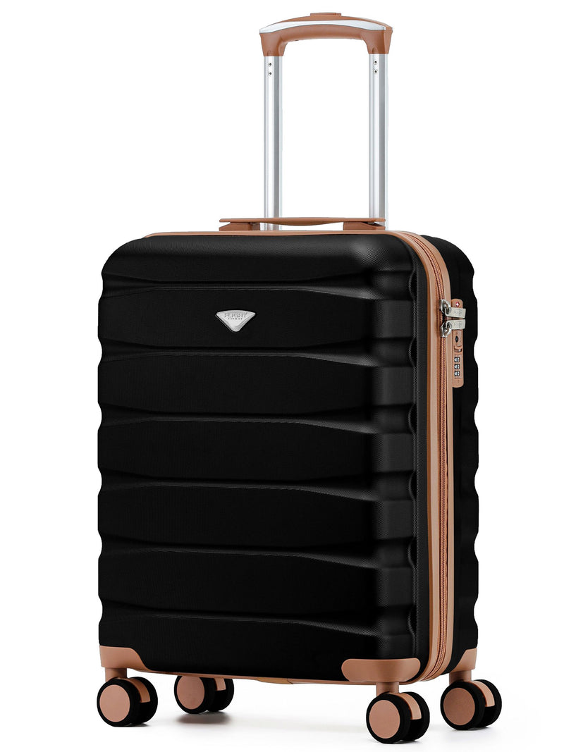 Flight Knight Black Chrome Hand Luggage Maximum Size for Ryanair (Priority) Cabin Bag Overhead Carry On TUI Approved
