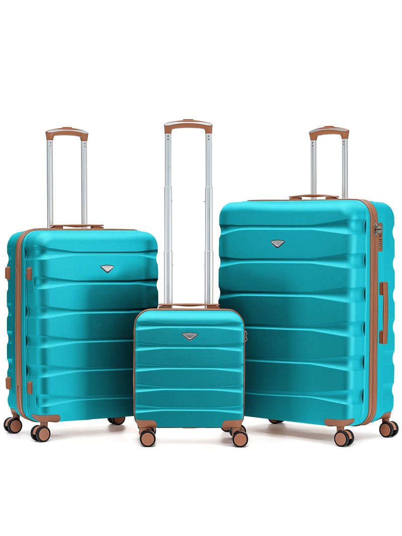 Flight Knight Pastel Cream 3-Piece Lightweight Luggage Set with Cabin Carry On (45x36x20cm)