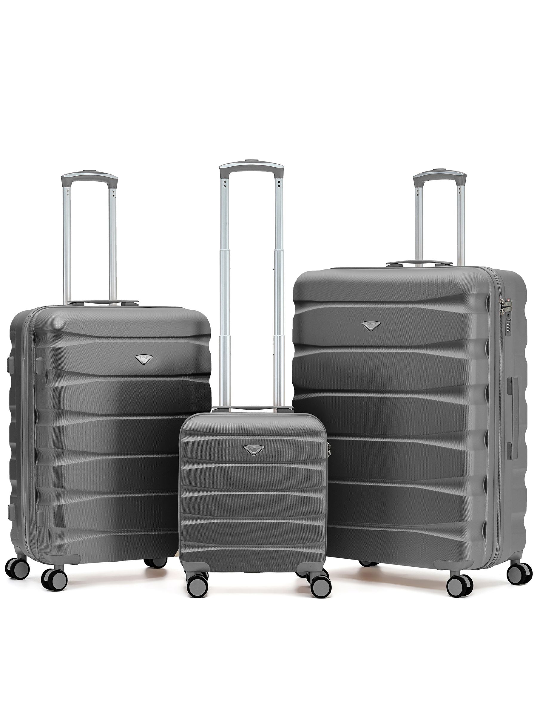 Flight Knight Pastel Cream 3-Piece Lightweight Luggage Set with Cabin Carry On (45x36x20cm)