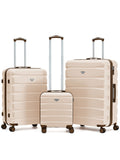 Flight Knight Pastel Cream 3-Piece Lightweight Luggage Set with Cabin Carry On (45x36x20cm)