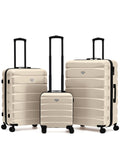 Flight Knight Pastel Cream 3-Piece Lightweight Luggage Set with Cabin Carry On (45x36x20cm)