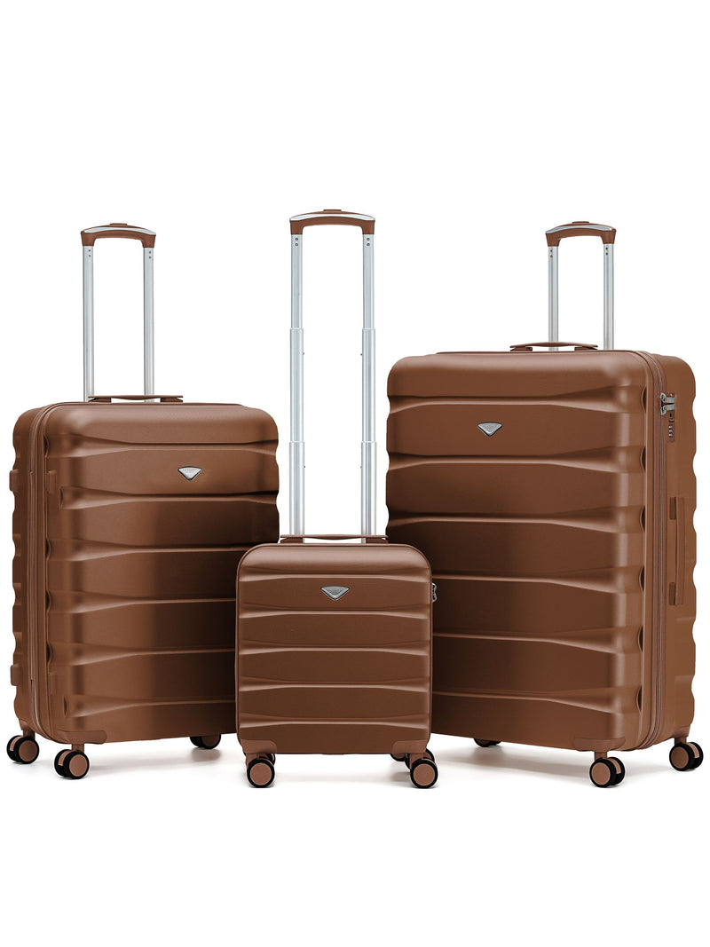 Flight Knight Pastel Cream 3-Piece Lightweight Luggage Set with Cabin Carry On (45x36x20cm)
