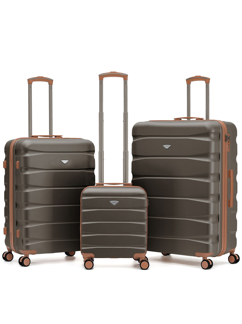 Flight Knight Pastel Cream 3-Piece Lightweight Luggage Set with Cabin Carry On (45x36x20cm)