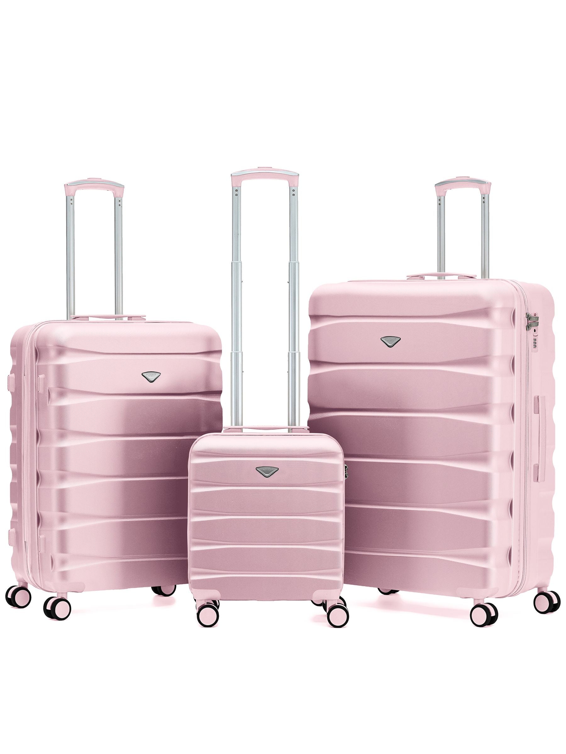 Flight Knight Pastel Cream 3-Piece Lightweight Luggage Set with Cabin Carry On (45x36x20cm)