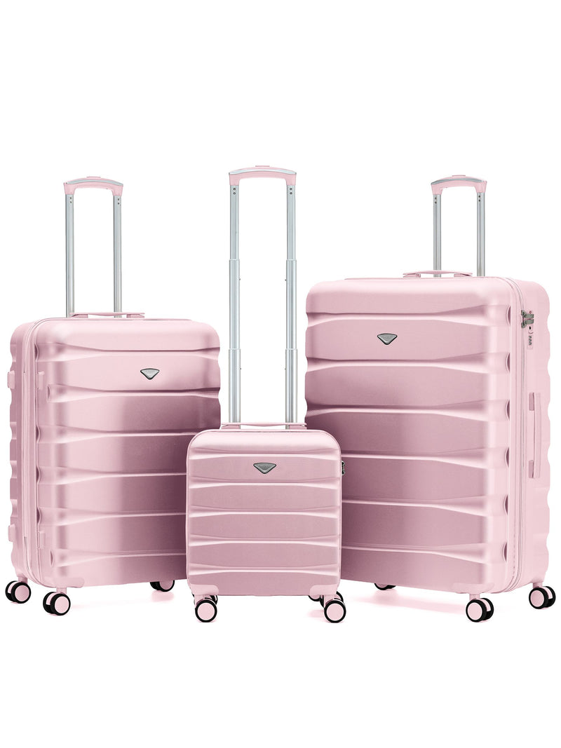 Flight Knight Pastel Cream 3-Piece Lightweight Luggage Set with Cabin Carry On (45x36x20cm)