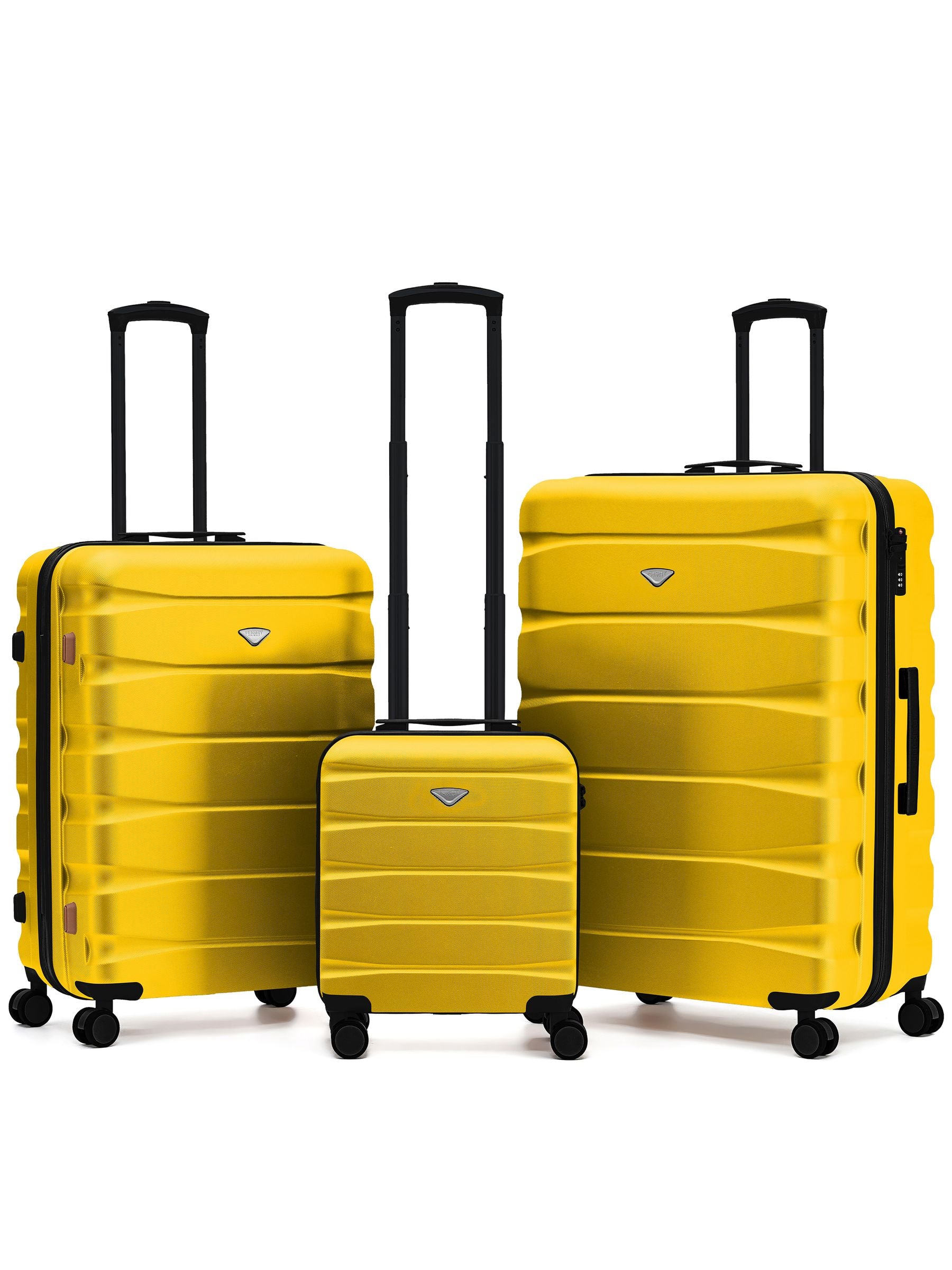Flight Knight Pastel Cream 3-Piece Lightweight Luggage Set with Cabin Carry On (45x36x20cm)