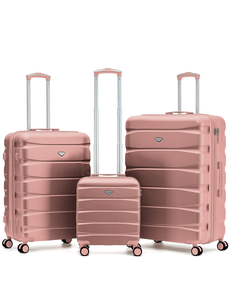 Flight Knight Pastel Cream 3-Piece Lightweight Luggage Set with Cabin Carry On (45x36x20cm)