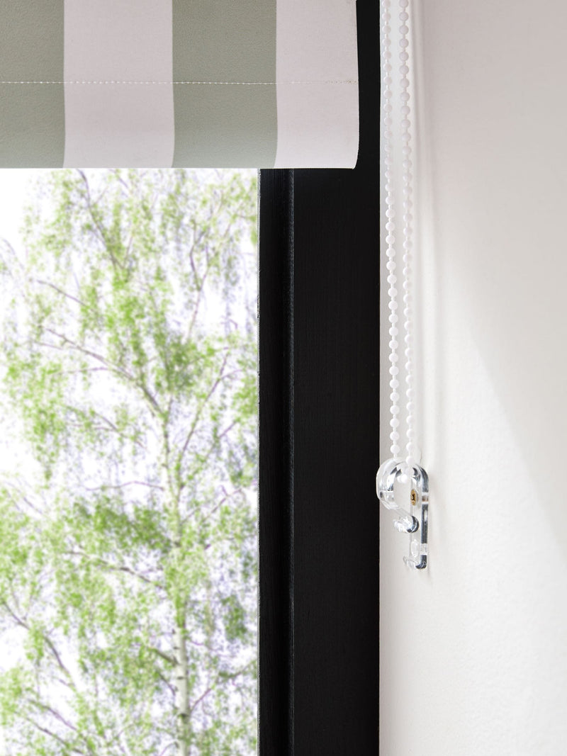 Green/white stripe blackout roller blind, ready made (British brand)