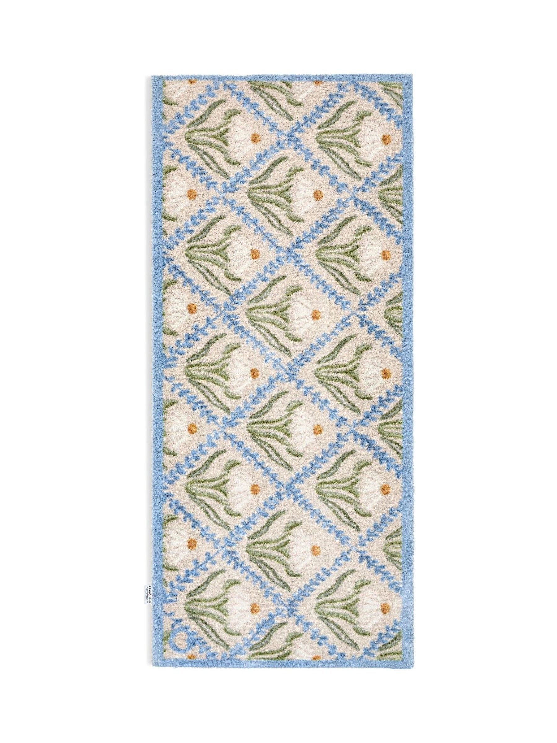 Hug Rug beige daisy trellis runner, imported from the UK