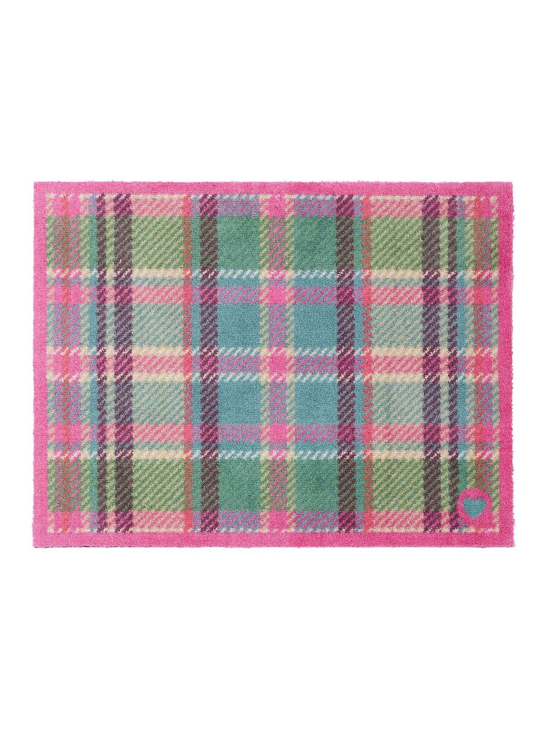 Hug Rug Pink Green Tartan doormat 65x85cm (British brand)