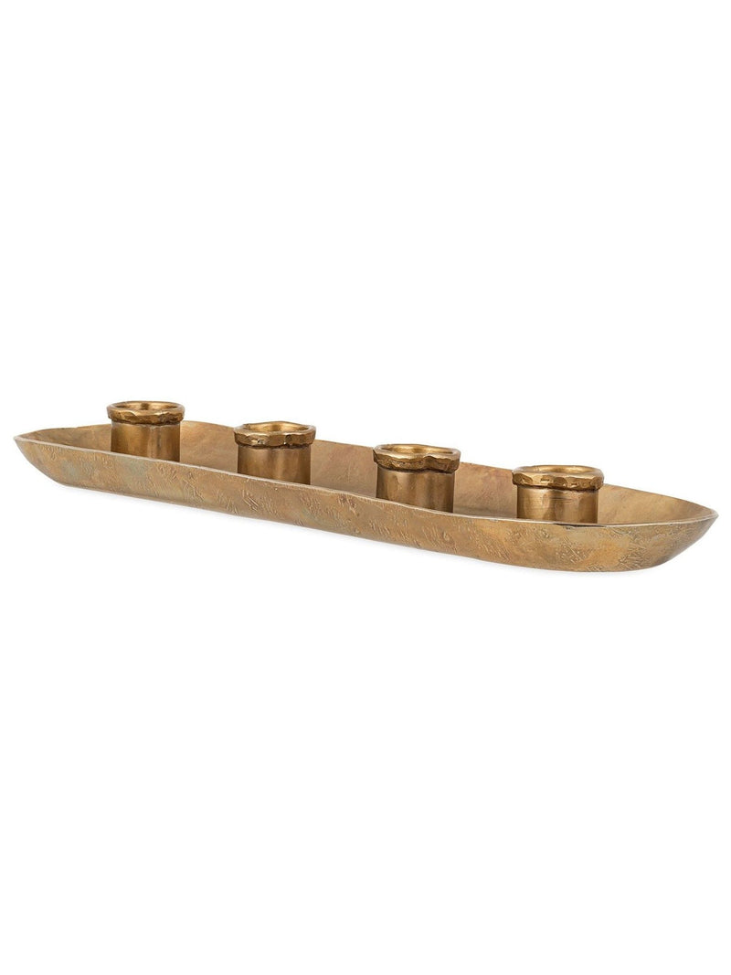 Nkuku antique brass long candle holder (British brand)