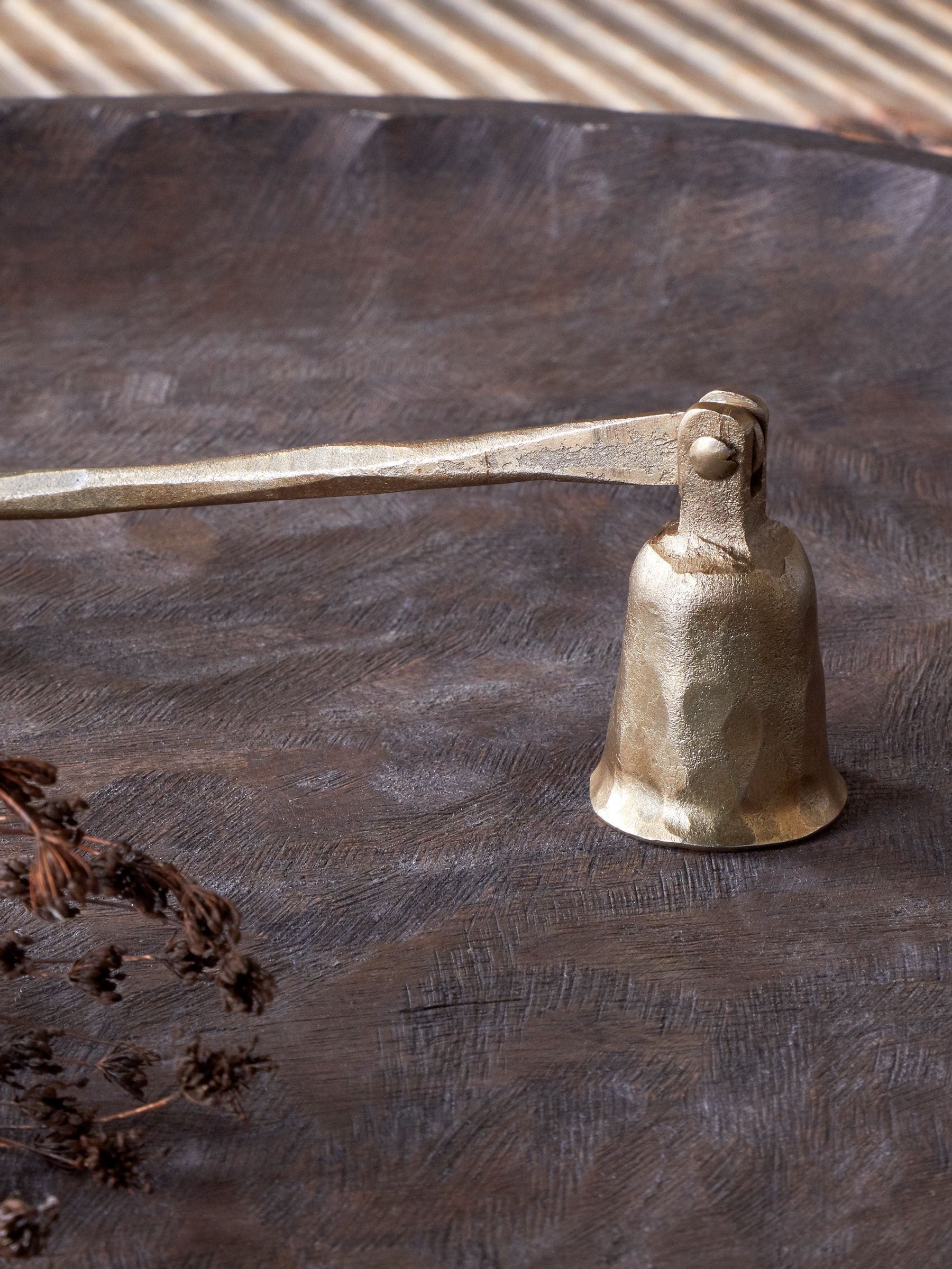Nkuku antique brass Jyoti candle snuffer (British brand)