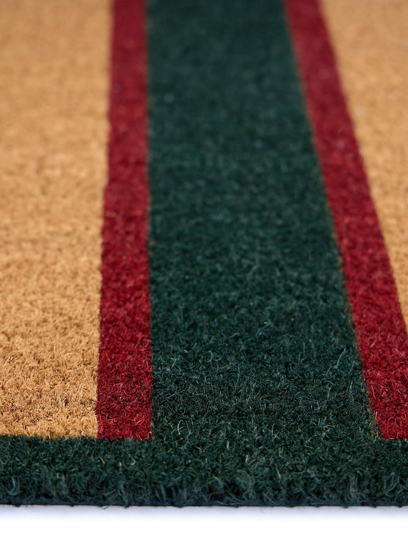 My Mat green heritage stripe coir doormat 45x75cm British product