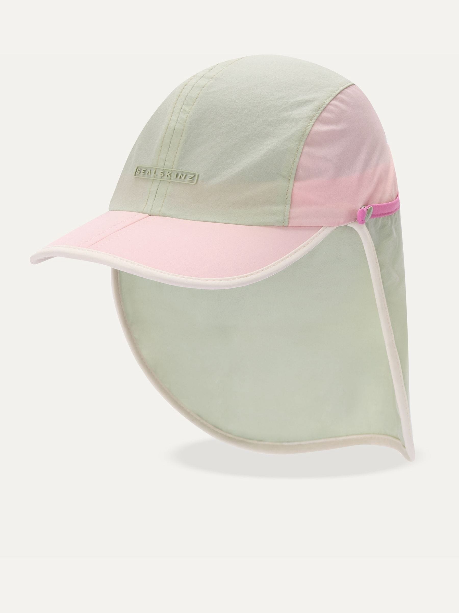 Sealskinz Broomhill kids cap in light green with neck protector, UK version