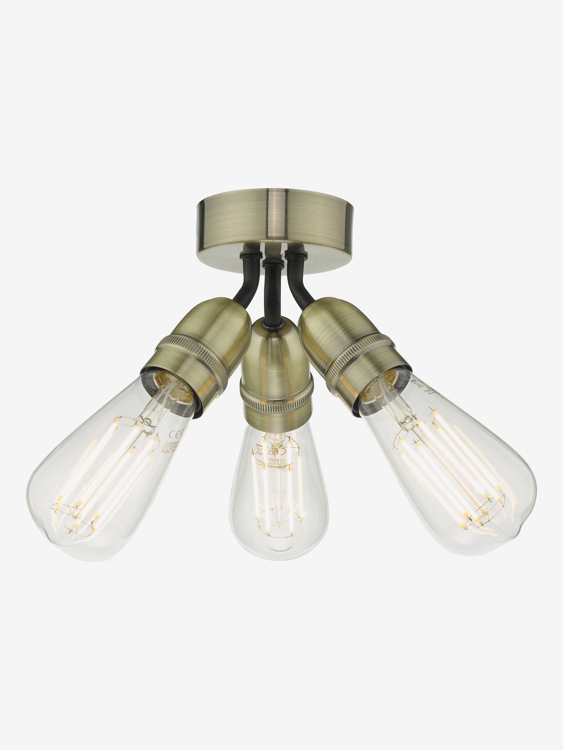 Dar Lighting Yao antique brass flush ceiling light 17.5cm, UK version