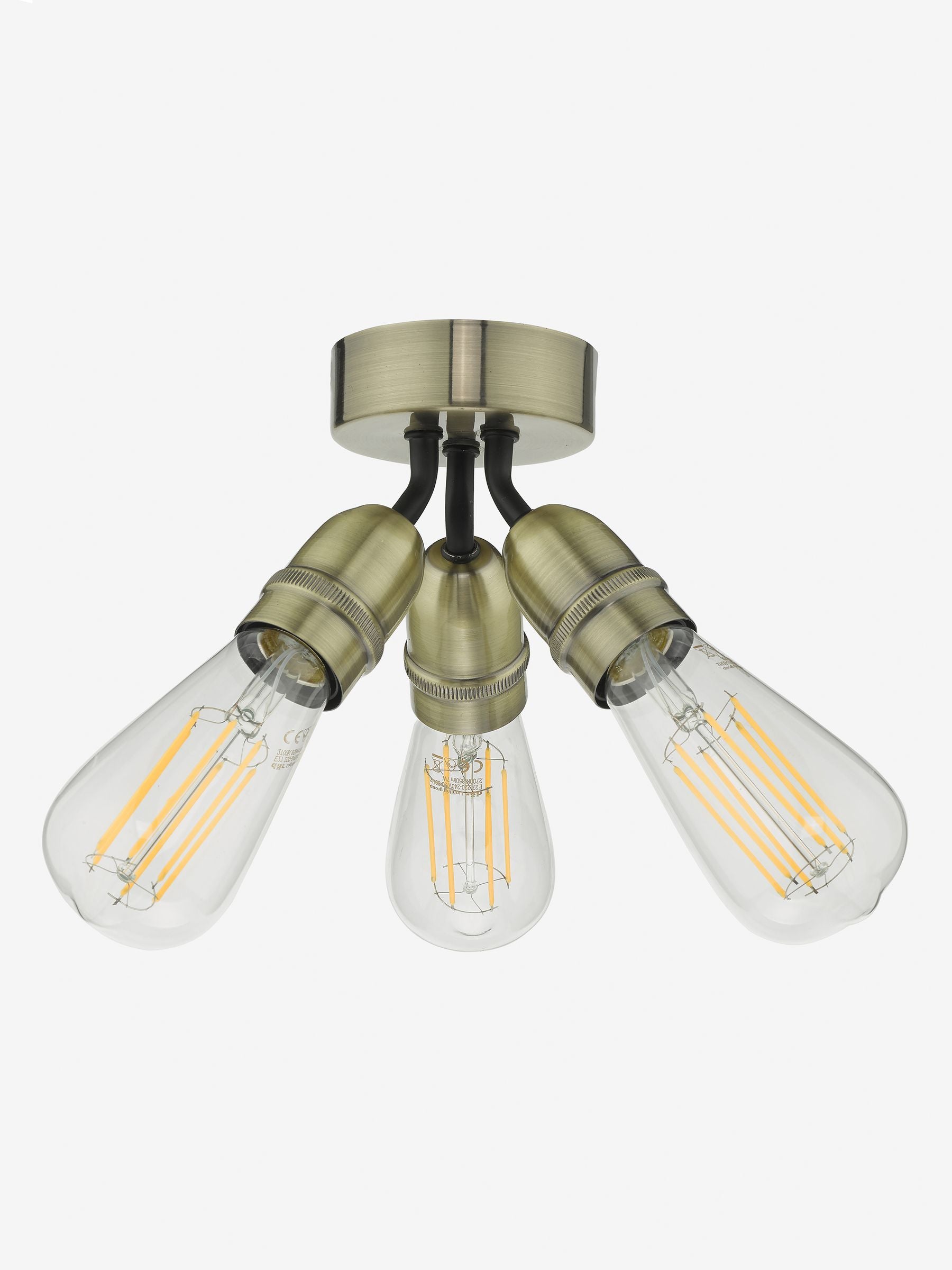 Dar Lighting Yao antique brass flush ceiling light 17.5cm, UK version
