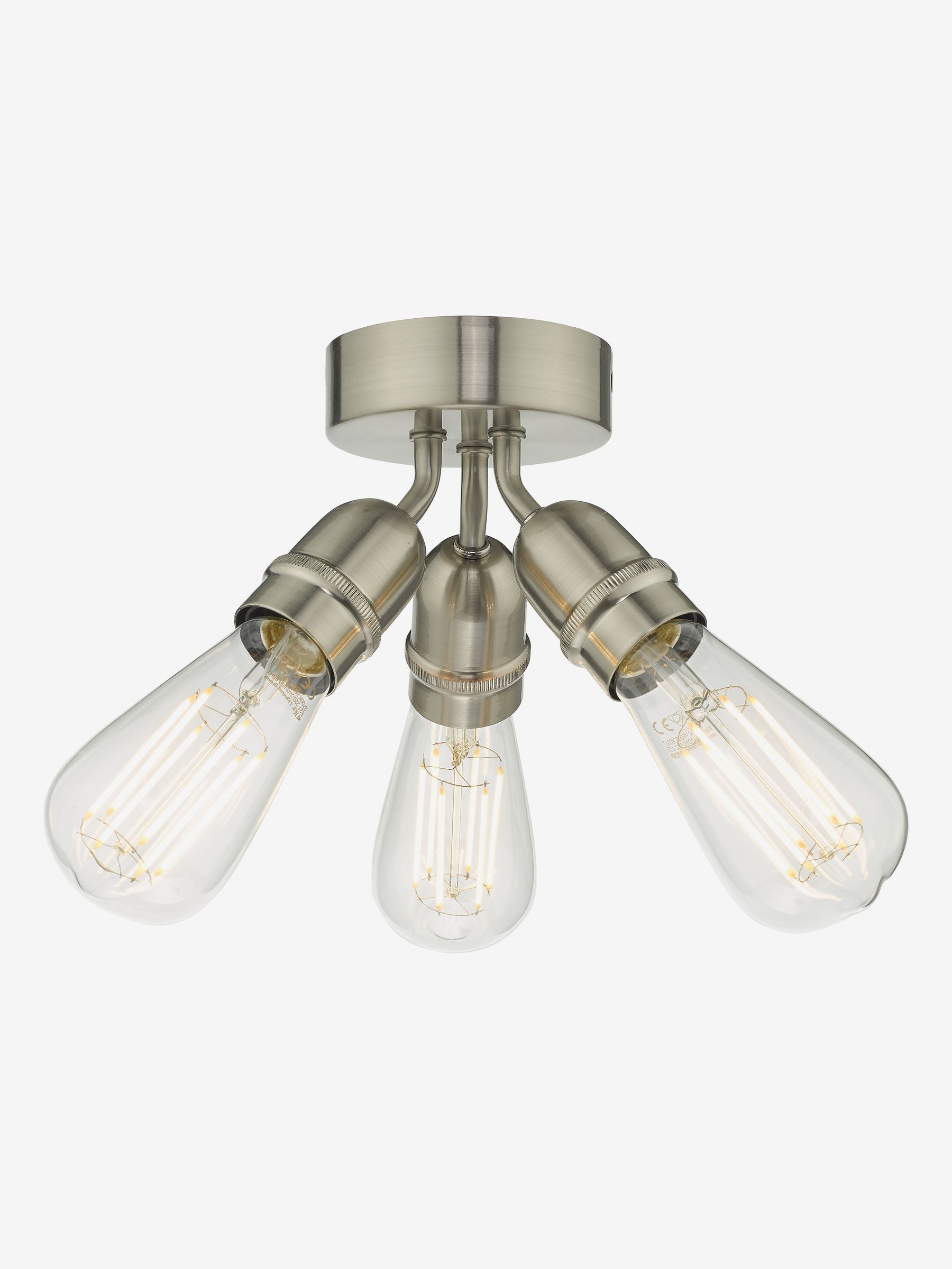 Dar Lighting Yao 3 flush ceiling light satin nickel - British product