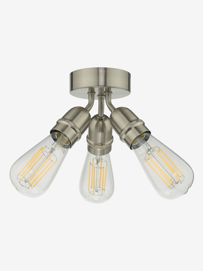 Dar Lighting Yao 3 flush ceiling light satin nickel - British product