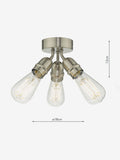 Dar Lighting Yao 3 flush ceiling light satin nickel - British product