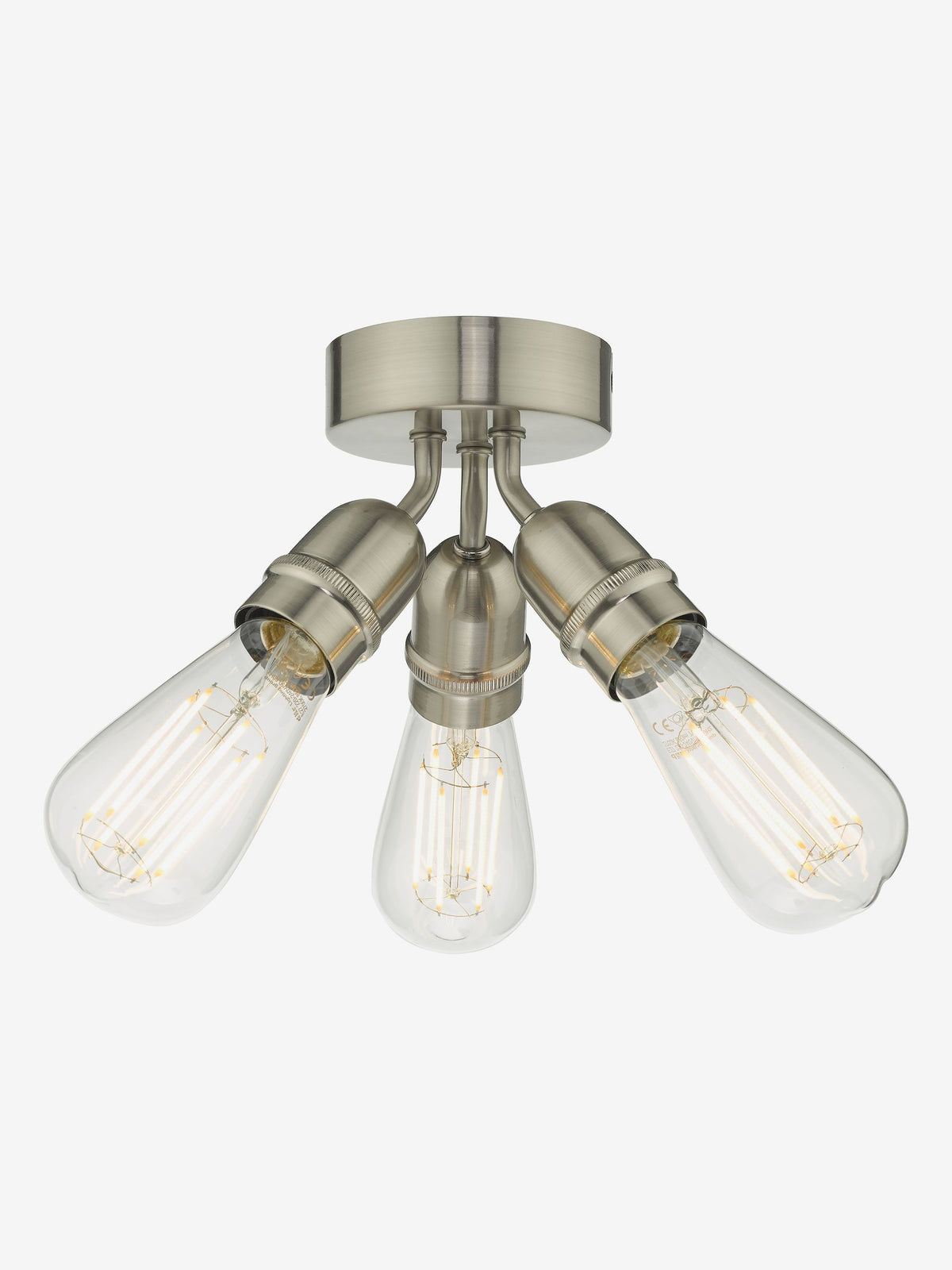 Dar Lighting Yao 3 flush ceiling light satin nickel - British product