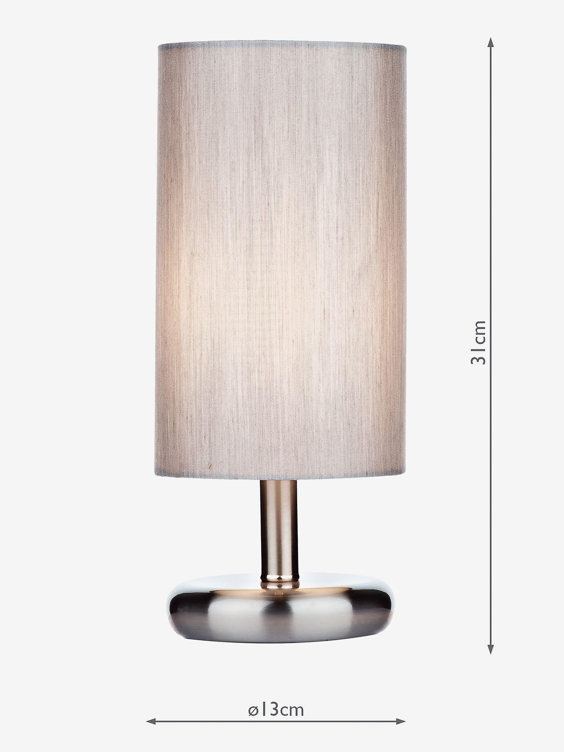 Dar Lighting Tico touch table lamp satin chrome grey shade 31cm - British product
