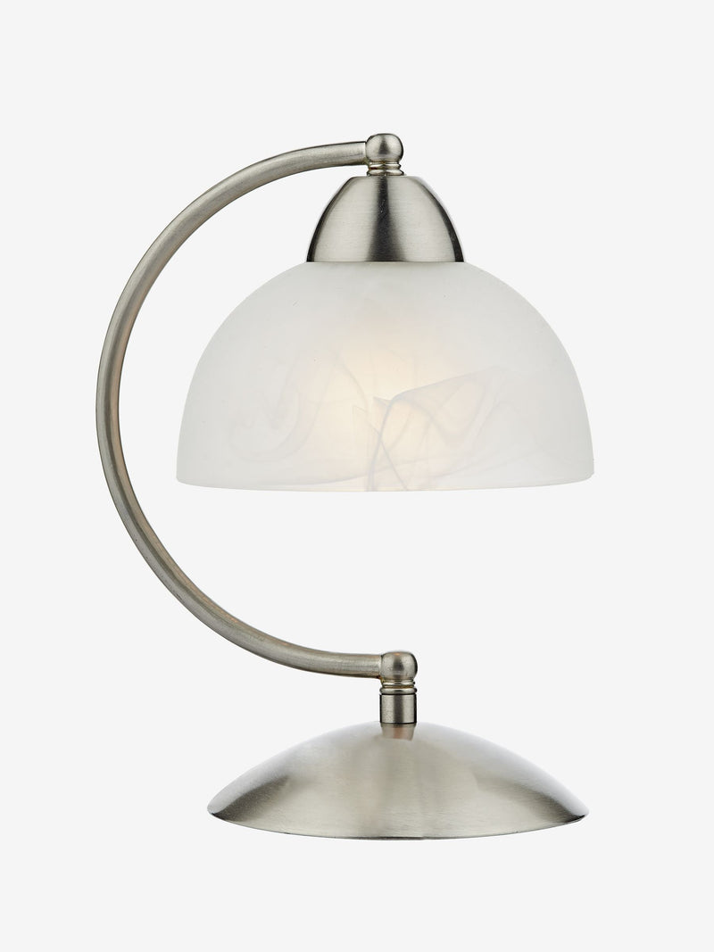 Dar Lighting Saxby satin touch table lamp alabaster glass shade (British brand)