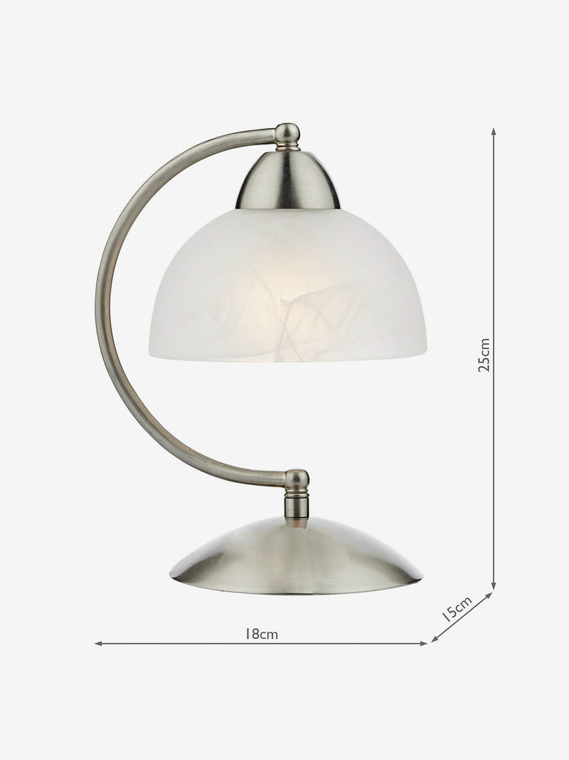 Dar Lighting Saxby satin touch table lamp alabaster glass shade (British brand)