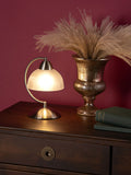 Dar Lighting Saxby satin touch table lamp alabaster glass shade (British brand)