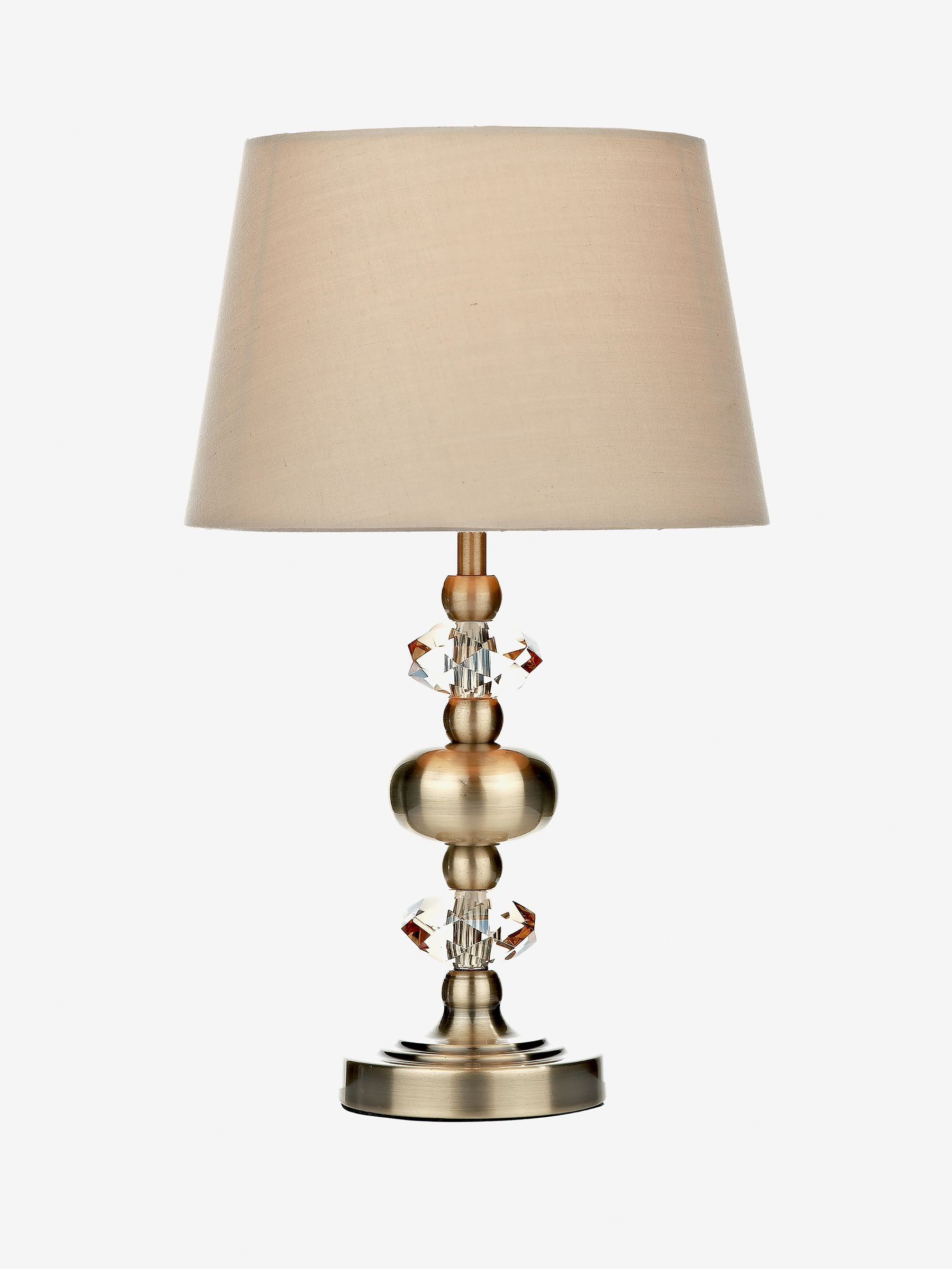 Dar Lighting Edith touch table lamp antique brass taupe shade (British brand)