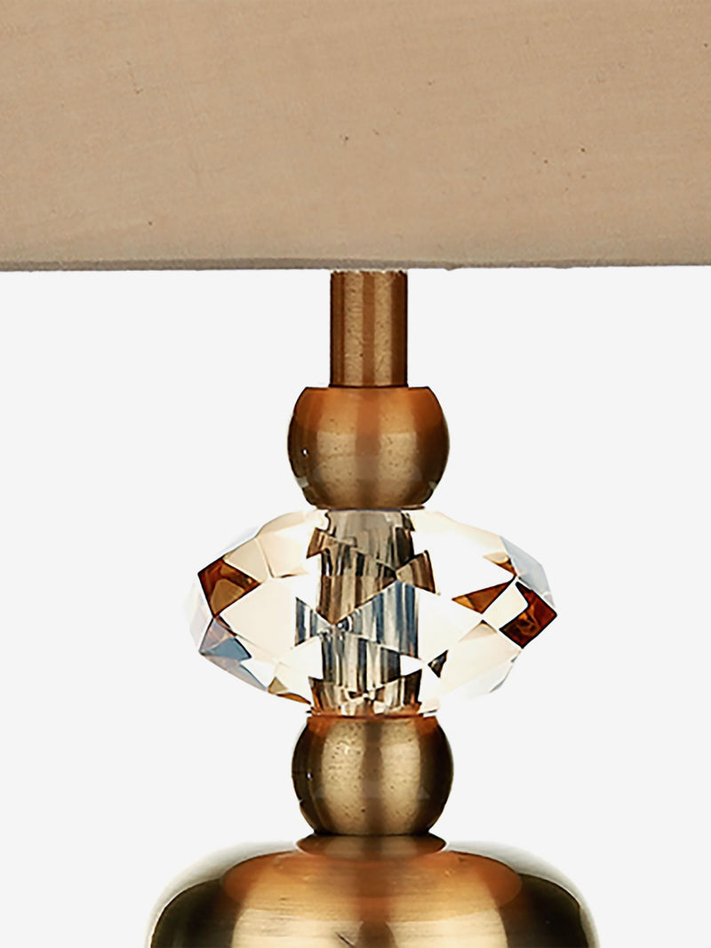 Dar Lighting Edith touch table lamp antique brass taupe shade (British brand)